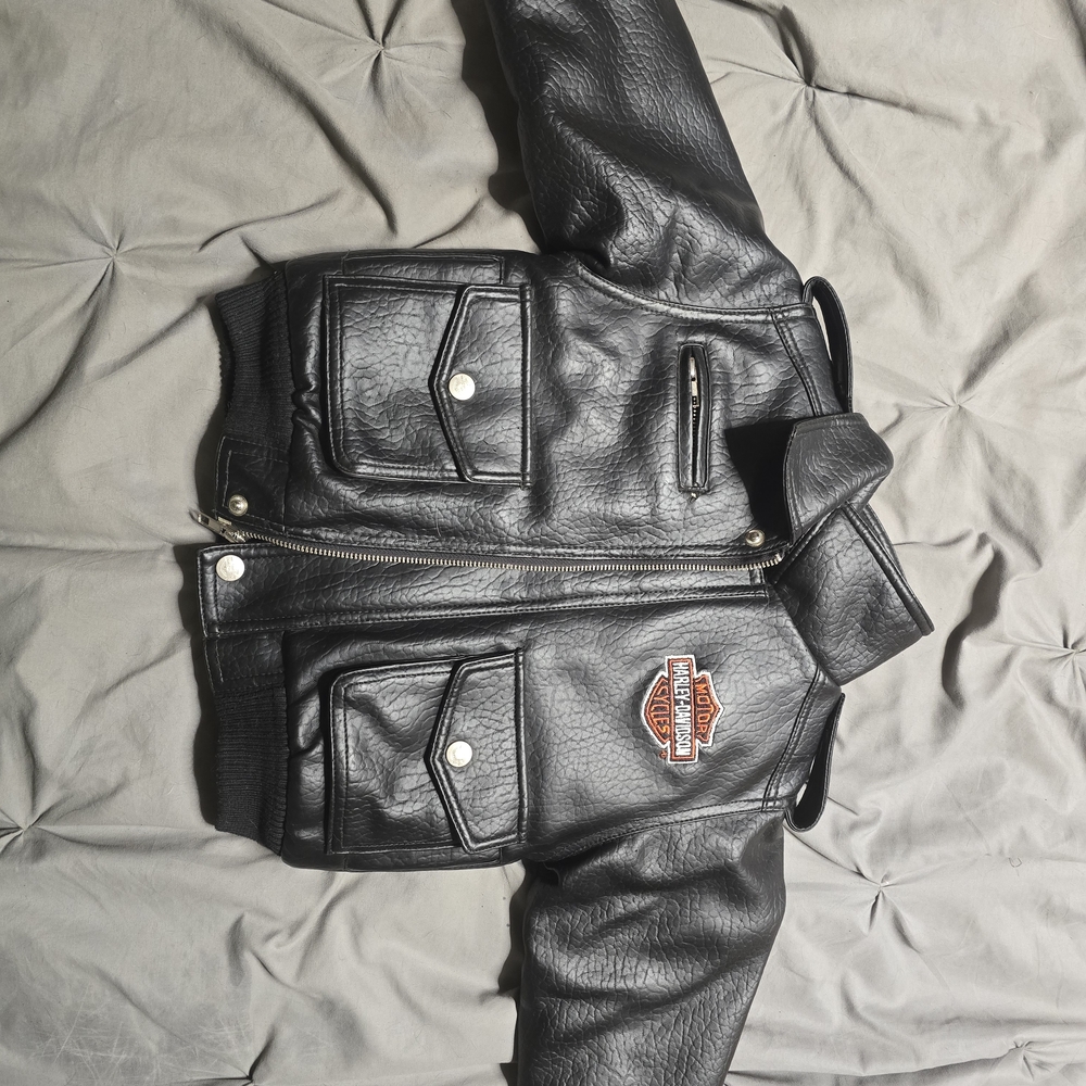 Harley-Davidson Kids Black Leather Jacket with Logo